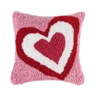 8" x 8" Triple Heart Valentine's Day Hooked Small/Petite Accent Throw Pillow