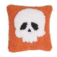 8" x 8" Mini Skull Hooked Throw Pillow