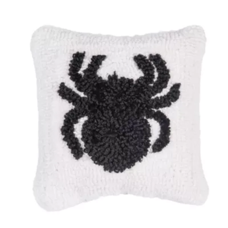 8" x 8" Mini Spider Hooked Throw Pillow