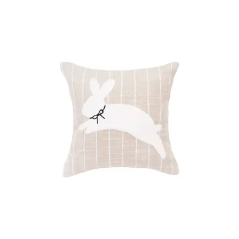 White Bunny Hop Stripe Pillow 8" x 8"