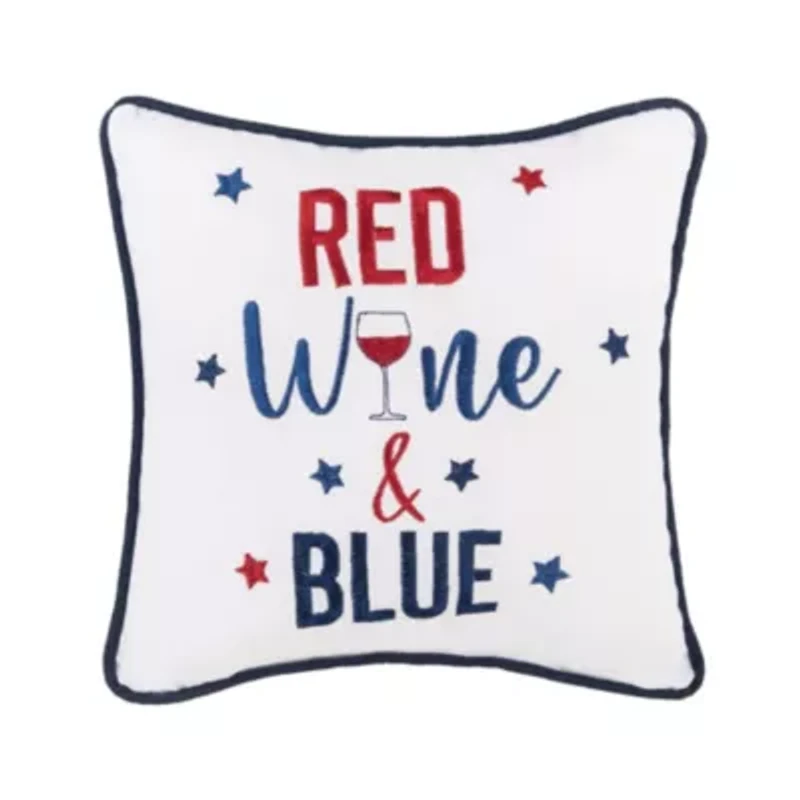 Red Wine Blue Pillow 10" x 10"