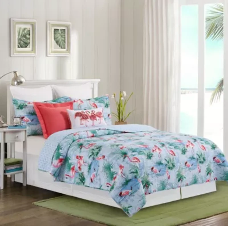 Paradise Coast Flamingo Full/Queen Bed 3 Piece Quilt Set