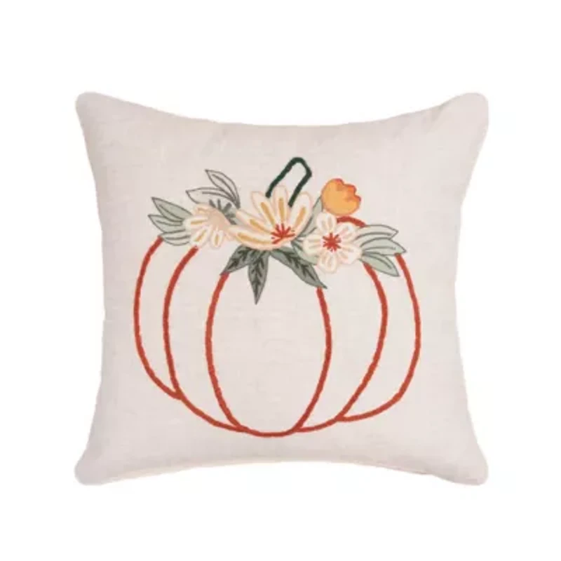 18" x 18" Autumn Botanical Pumpkin Throw Pillow