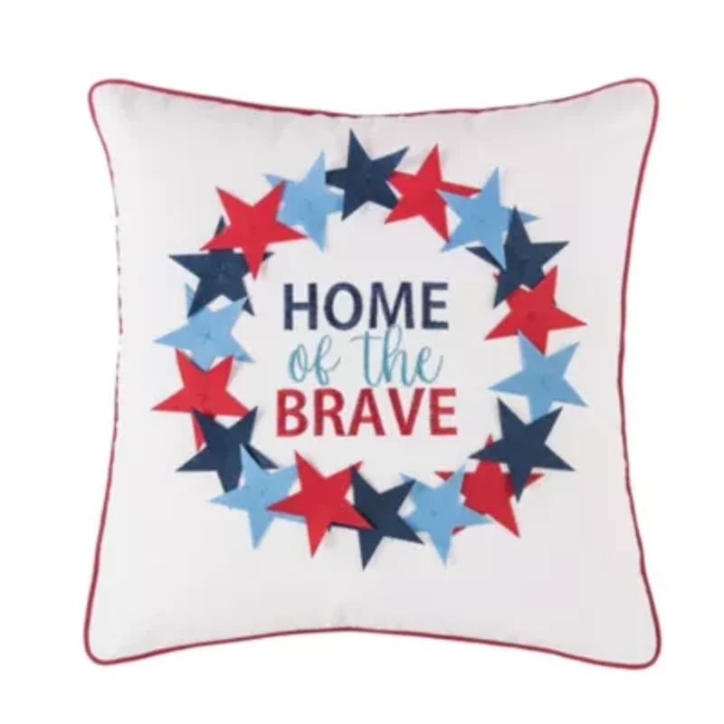 Home Of The Brave Wreath Pillow 18" x 18"