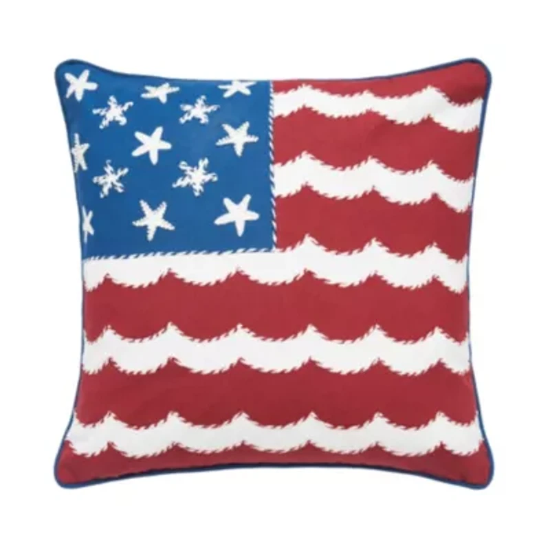 Red White and Waves Pillow 18" x 18"