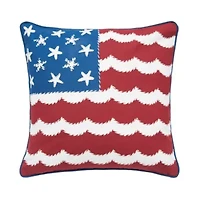 Red White and Waves Pillow 18" x 18"