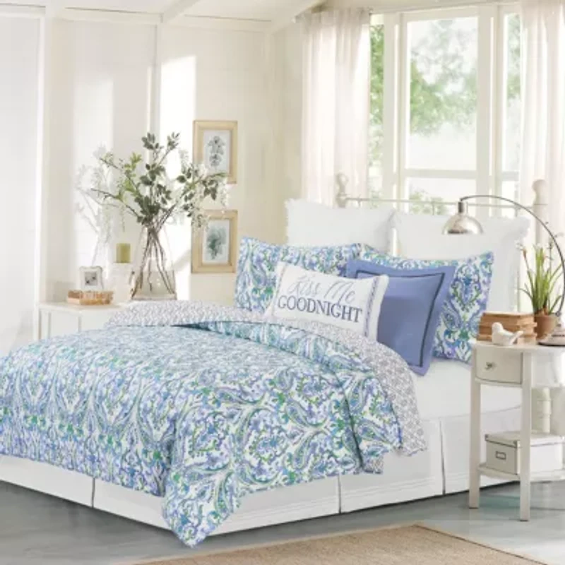 Juliet Reversible Damask Floral King Quilt Set