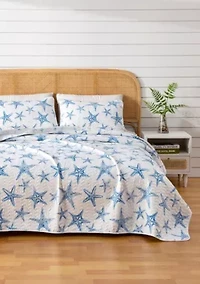 Starfish Printed Coastal Quilt Set