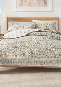 Boho Floral Printed Quilt Set