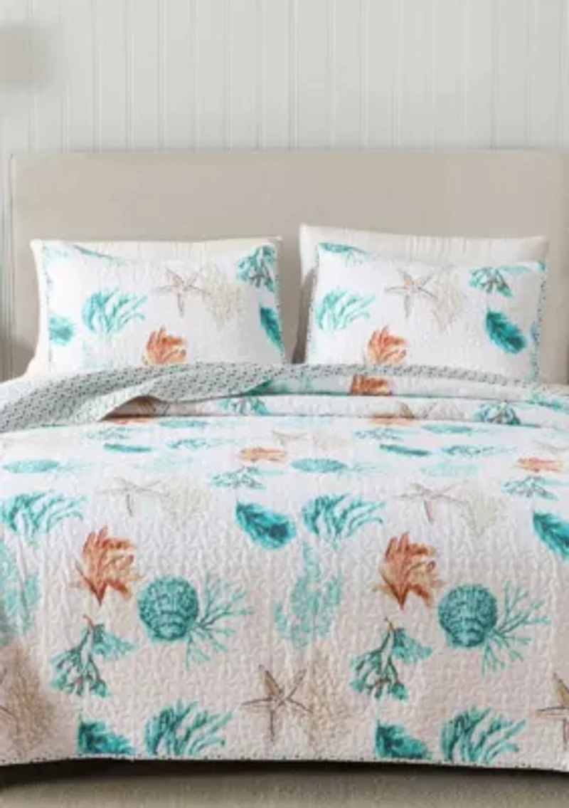 Sea & Coral Printed Quilt Set