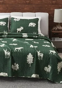 Lodge Forest Green Quilt Set