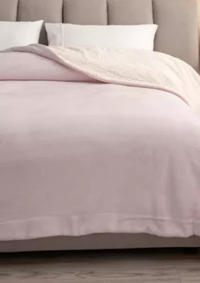 Velvet Plush Fleece Sherpa Reversible Throw Blanket