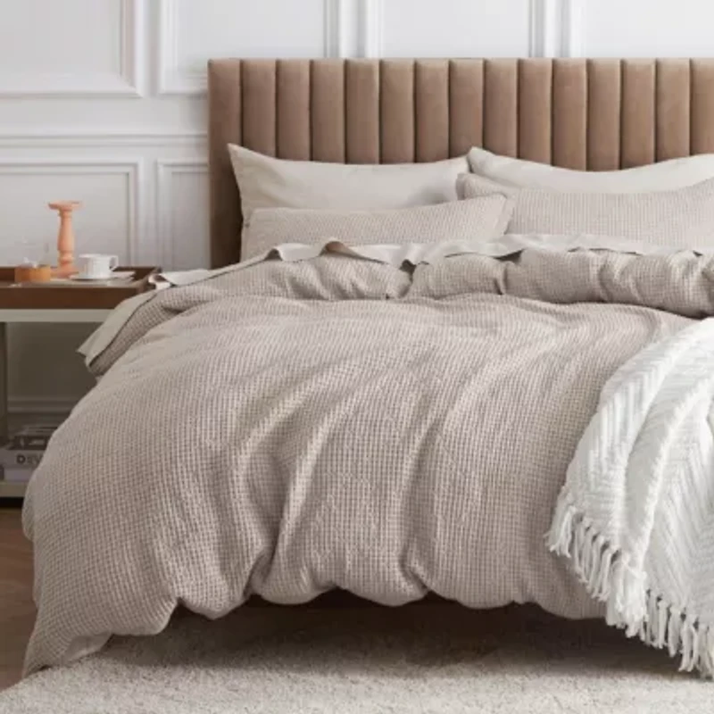 GentleSoft™ Cotton Waffle Weave Duvet Cover Set
