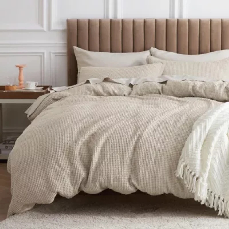 GentleSoft™ Cotton Waffle Weave Duvet Cover Set