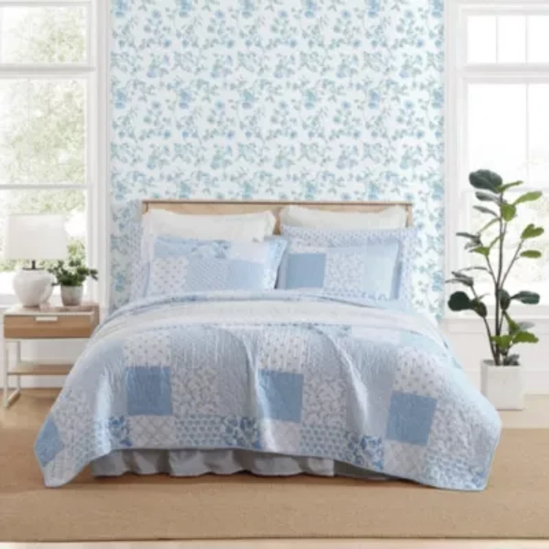 Colleens Coastal Patchwork 100% Cotton Quilt-Sham Set