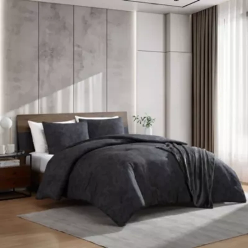 Silhouette Floral Microfiber Comforter Sham Bonus Set