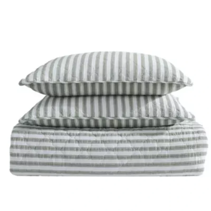 Willow Way Ticking Stripe Cotton Quilt Set