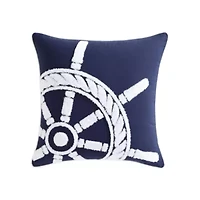 Ships Wheel Cotton Decorative Pillow