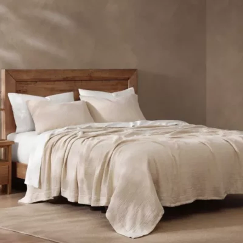 HiEnd Accents 100% Cotton Voile Muslin Gauze Soft and Lightweight 3 Piece Blanket Set