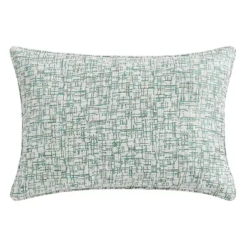 HiEnd Accents Keziah Green Textured Pattern Chenille Jacquard Modern Contemporary Style Dutch Euro Pillow, 27 x 39 inch