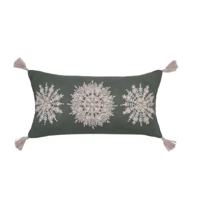 24" x 12" Sage Snowflake Throw Pillow
