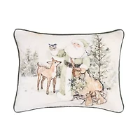18" x 14" Winter Santa & Animals Throw Pillow