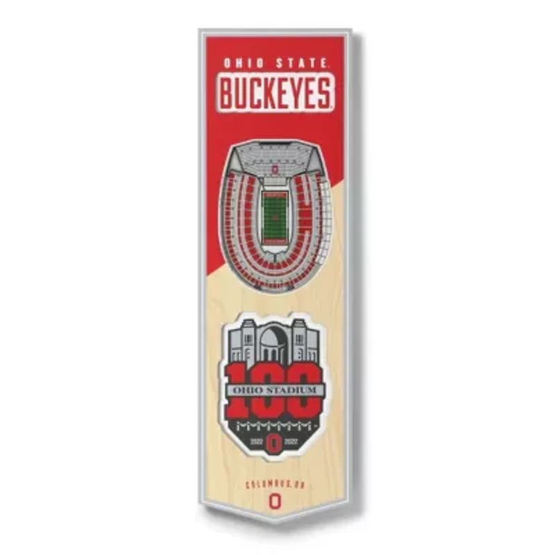 YouTheFan NCAA Ohio State Buckeyes 100th 3D Stadium 6x19 Banner - Ohio Stadium
