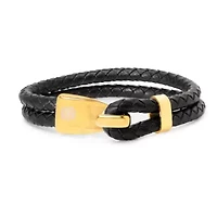 Bruno Magli Mens Double Rope Leather Bracelet