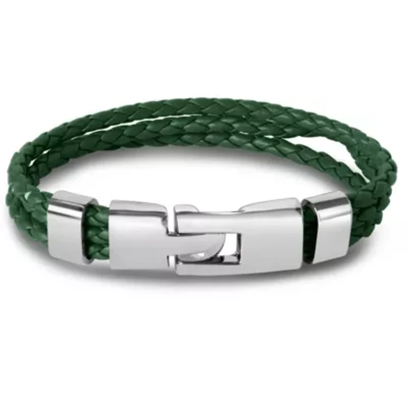 Bruno Magli Mens Three Strand Braided Leather Bracelet