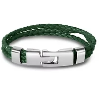 Bruno Magli Mens Three Strand Braided Leather Bracelet