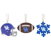 NCAA Kentucky Wildcats Three-Pack Helmet, Football & Snowflake Ornament Set