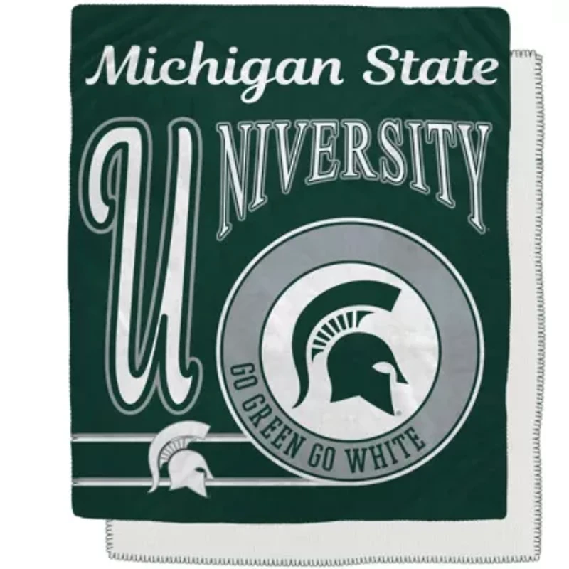NCAA Michigan State Spartans 50" x 60" Retro Emblem Flannel Fleece Sherpa Blanket