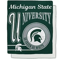 NCAA Michigan State Spartans 50" x 60" Retro Emblem Flannel Fleece Sherpa Blanket
