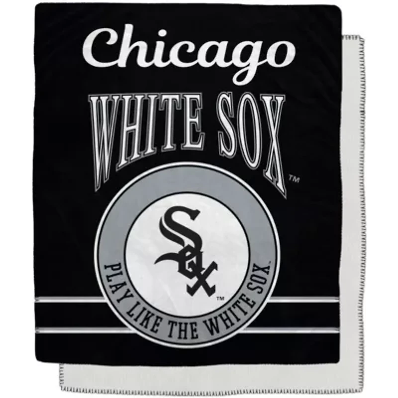 Chicago White Sox MLB Chicago Sox 50" x 60" Retro Emblem Flannel Fleece Sherpa Blanket