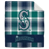 MLB Seattle Mariners 50" x 60" Plaid Flannel Sherpa Plush Blanket