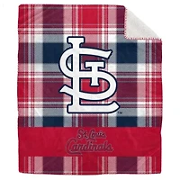 MLB St. Louis Cardinals 50" x 60" Plaid Flannel Sherpa Plush Blanket