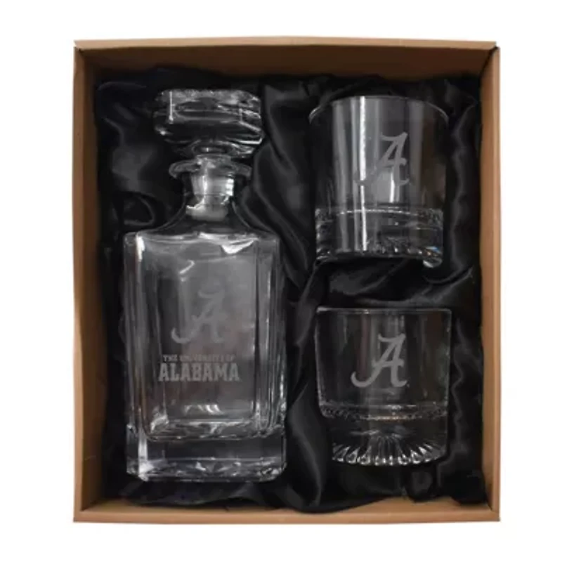 Alabama Crimson Tide NCAA Alabama Tide Decanter & Two Rocks Glasses Set