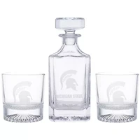 NCAA Michigan State Spartans Decanter & Two Rocks Glasses Set