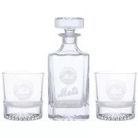 MLB New York Mets Decanter & Two Rocks Glasses Set