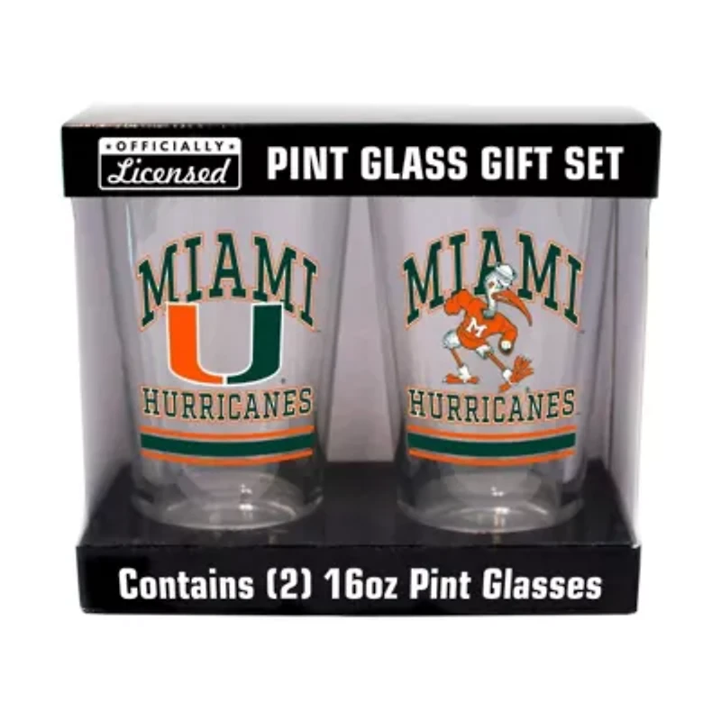 Miami (FL) Hurricanes NCAA Miami Hurricanes 16oz. Pint Glass Two Pack