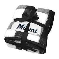 MLB Miami Marlins 50'' x 60'' Buffalo Check Frosty Fleece Blanket