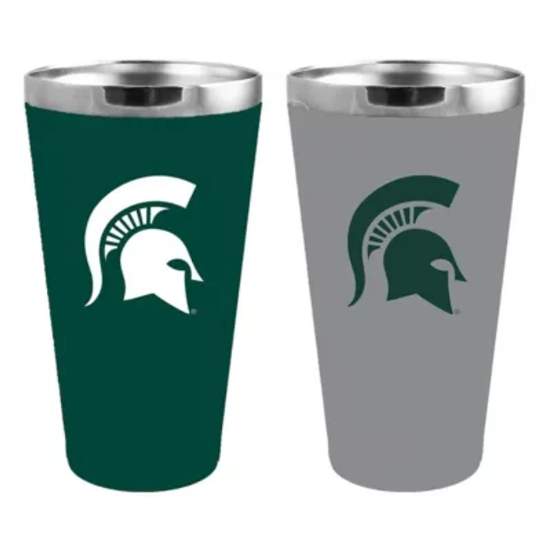 NCAA Michigan State Spartans Team Color 2-Pack 16oz. Pint Glass Set