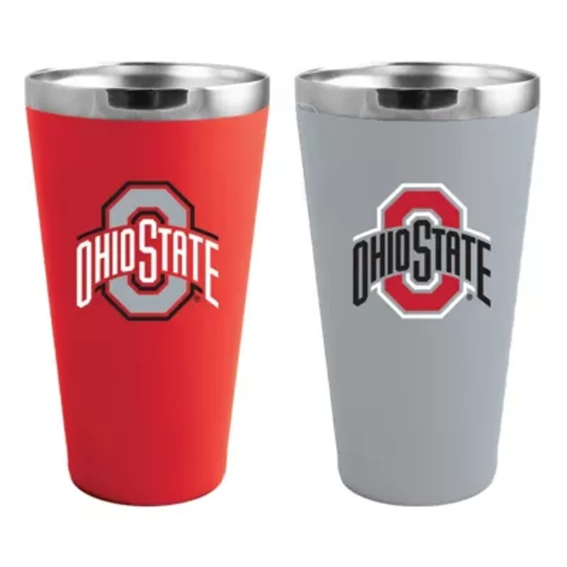 NCAA Ohio State Buckeyes Team Color 2-Pack 16oz. Pint Glass Set