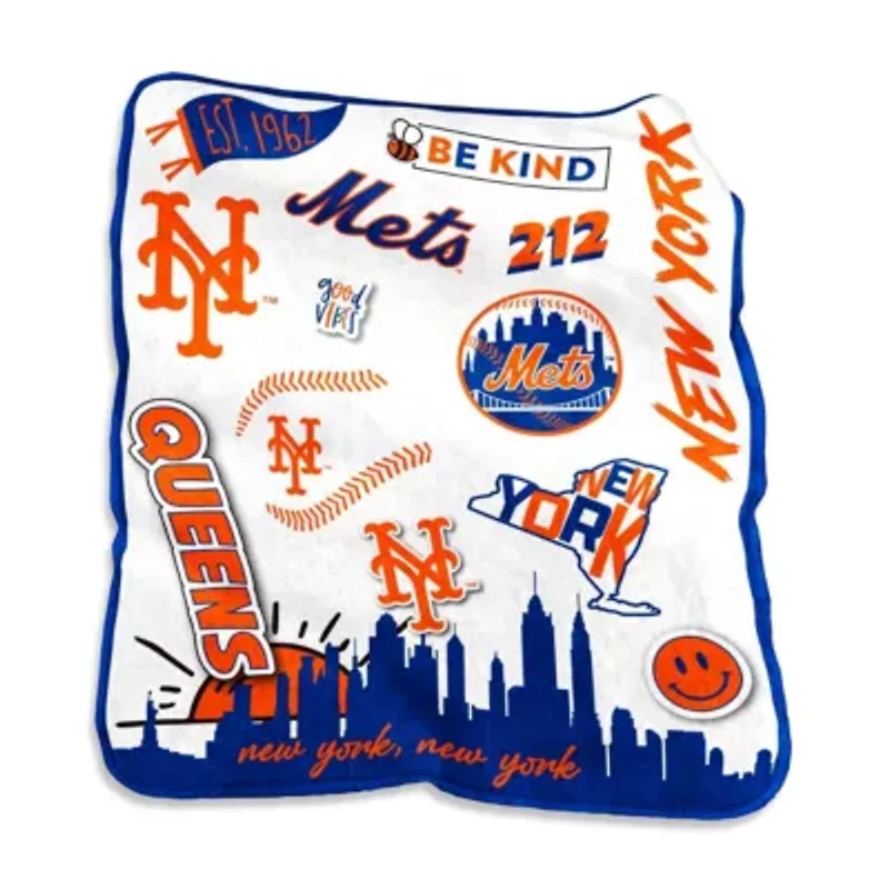 MLB New York Mets 50'' x 60'' Native Raschel Plush Throw Blanket