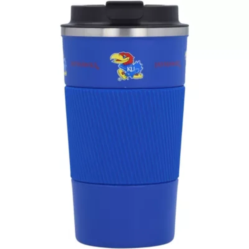 NCAA Kansas Jayhawks 18oz Coffee Tumbler with Silicone Grip