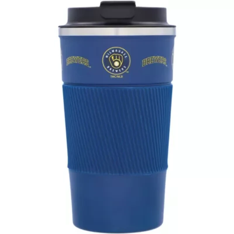 MLB Milwaukee Brewers 18oz Coffee Tumbler with Silicone Grip