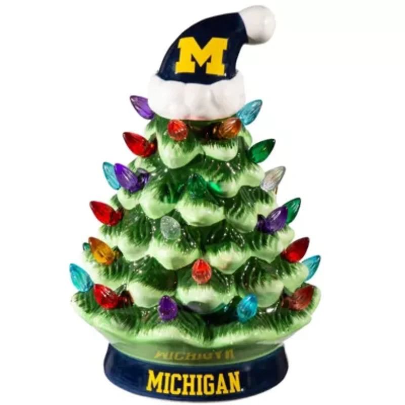 NCAA Michigan Wolverines 8" Light Up Ceramic LED Christmas Tree