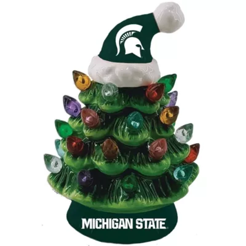 NCAA Michigan State Spartans 8" Light Up Ceramic LED Christmas Tree