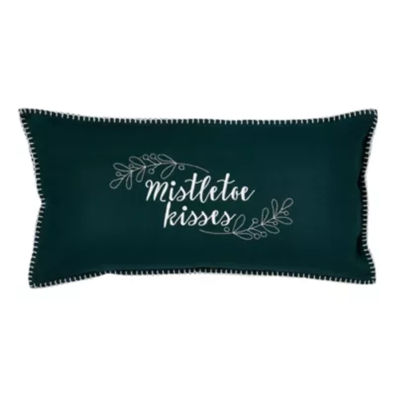 Mistletoe Kisses Throw Pillow, 12" x 24"