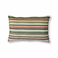 24"x 16" Green Botanist Garden Stripe Yarn Dyed Cotton Accent Decorative Throw Pillow Poly Filled Removable Insert Rectangle